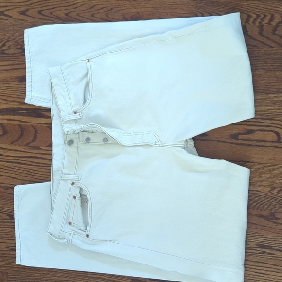 Levis Vintage 501 Made In USA Reg Tag Button Fly Natural White Jeans W40 L34 - Picture 3 of 11
